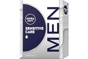 NIVEA MEN Sensitive Care zestaw prezentowy, zestaw do pielęgnacji skóry wrażliwej, pudełko prezentowe z pielęgnującym prysznicem, krem do pielęgnacji twarzy i dezodorant dla mężczyzn