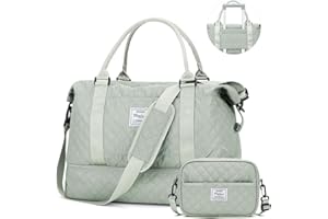 WEPLAN Travel Duffel Bag,Ryanair Cabin Bag 45x36x20 for Easyjet Airlines Underseat,Holdall Carry on Bag Hand Luggage Weekend Overnight Bag with Toiletry & Wet Pocket,Sports Gym Bag for Women Men,Green