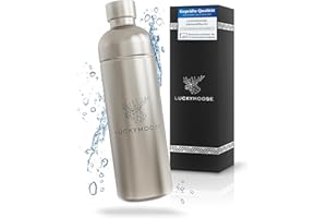 Luckymoose® Infinity Flasche 1,25L für Aarke Carbonator 3, Philips GoZero & Brita sodaOne Wassersprudler - Spülmaschinenfeste Edelstahlflasche ohne Ablaufdatum (Edelstahl)