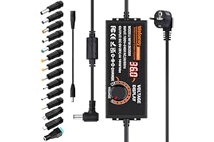 WEFOMEY 9~36V 4A 144W Adaptateur Alimentation Réglable, Adaptateur Secteur Universel Convertisseur, 100V-240V AC à DC 4A avec 14 Connecteurs, pour électroniques Ménagers 9V~36V et la Bande LED, 4000mA Max