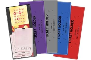 Geosar 5 Pcs Ticket Holders 4.3 x 9.45 Inches Assorted Colored Ticket Topload Holder for Tickets Home Office Supplies