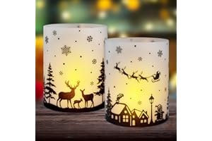 BOOMTOP 12pcs Portavela para Decoración Mesa Navidad, Farol Funda Velas de Muñeco Nieve Reno Árbol, Mini Lámparas Mesa, Vela Decoración, Portavelas de PVC Pequeñas