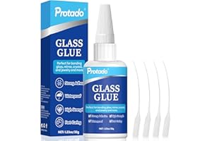 Protado Glass Glue, 35g Heavy Duty Super Strong Clear Glue, Waterproof Heat Resistant Adhesive for Glass Bonding, Repair, Crystal, Mirrors, Windows, Glassware, Crafts, DlY Kits