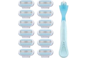 GUEGINE 12 Pcs Women'S Razor Blades Refills, Compatible with Gillette Venus Smooth Razor, 3 Layer Blade Washable Easy to Replace Deliver an Extra Smooth Shave that Lasts