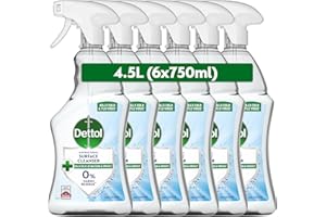 Dettol Antibacterial Disinfectant Surface Cleaner, Original Fragrance, Pack of 6, 6 x 750ml, Total of 4.5L