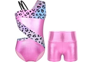 TTAO Gymnastikanzug Kinder Mädchen Ärmellos Turnanzug Trikotanzug Tanz Gymnastik Training Dancewear Gymnastikbody mit Haarband und Shorts