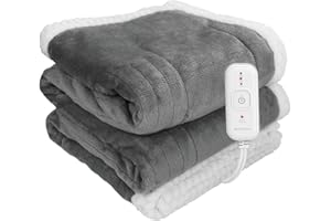 Comfytemp Manta Térmica y Eléctrica para Cama Grande 160x130cm - Manta Lavable a Máquina hecha de Franela con 3 Niveles de Calefacción, Apagado Automático y Calentamiento Rápido para Sofá