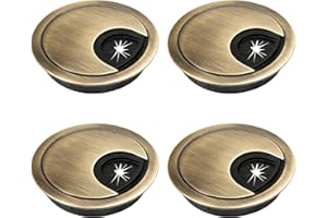 HO2NLE 4Pcs 60mm Desk Cable Grommets, Bronze Desk Plug Hole Cover, Computer Desktop Grommets Cable Management Wire Organizers, Round Table Hole Cover for Home Office Desktop Cables