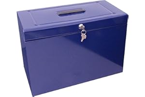 Cathedral Products A4+ (Foolscap) Steel File Box with Starter Pack of 5 Suspension Files - Blue