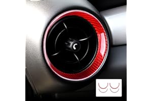 KUNGKIC Fibra di carbonio lato centro uscita aria sfiato adesivo decorativo interno fibra di carbonio Side Air Outlet Vent per Mini Cooper Hardtop R56 Clubman R55 R57 Accessori 2008 2009 2010 Rosso
