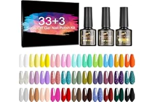 SINZONeu Vernis Semi Permanent, 36 Manucure Nail Art Lot Vernis à Ongles Gel UV LED Nail Polish 33 ouleurs Populaire Avec Base et Top Coat Matt, 8ml