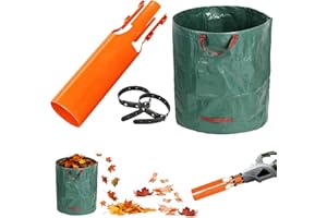AUOQZ Leaf Blower Air Booster, Universal Orange Air Flow Booster for Blower Air Leaf Blower Nozzle Extension Attachment for Yard, Lawn, And Driveway Cleanup (with 100L Leaf Collection Bag)