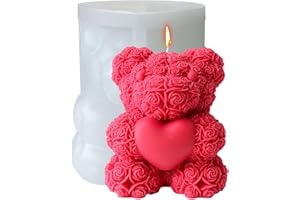 MIDNADIY Stampi in silicone per orsetti 3d, stampo per candele a forma di orsetto, stampo in silicone per candele a forma di fiore, stampi per colata, stampi per candele fai da te per saponi fatti(grande)