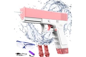 AOUZOVLI Pistola de Agua Eléctrica, Pistolas Agua Eléctricas para Adultos y Niños, Pistolas Agua Juguete para Niños, para Actividades al Aire Libre en Verano Fiesta Piscina en la Playa (Rosa)