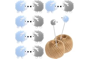 COMNICO 10 agujas de tejer de punto protectores de silicona con punta de aguja de erizo, suministros de costura, accesorios para bricolaje, manualidades, acolchado, bordado de ganchillo (azul + gris)