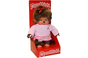 Sekiguchi 236460 - Monchhichi Mädchen pinkgestreifter Rock, ca. 20 cm