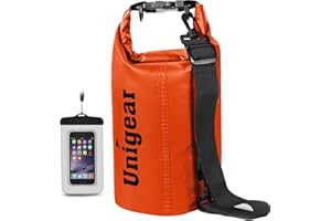 Unigear Borsa Impermeabile (2L/5L/10L/20L/30L/40L/55L) per Attività all'Aria Aperta e Sport Acquatici, Campeggio, Kayak, Pesca, con Custodia Impermeabile per Cellulare