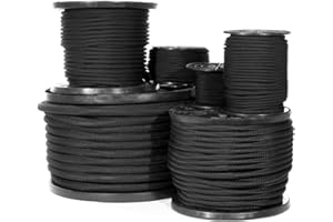 GOLBERG G Shock Cord-1/8, 1/4, 3/8, 1/2, 3/4 inches-Black Diamond Weave Elastic Bungee Cord-Features 100% Stretch, Shock Absorbent, Strong Hold-Camping, Kayak Decks, Crafting, Gravity Chairs, Tie-Downs