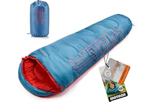 meteor Saco Dormir Tipo Momia - para Niños en Viaje Camping Funda Festival Hotel Portátil con Capucha y Saco de Compresion YMER