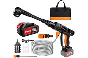 HSHA Cordless Pressure Washer,21V 45 Bar/652 PSI Portable Pressure Washer with 3.0Ah Battery,6-in-1 Adjustable Nozzle,16.4FT Hose Pressure Cleaner for Car/Floor/Garden Cleaning & Watering