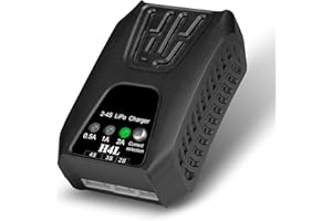 HTRC Cargador Lipo para baterías Lipo 2-4s (7,4 V-14,8 V), 20 W 2 A RC, cargador de airsoft para coches RC, armas de airsoft, barcos RC, etc