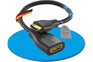 Sonero® Mini HDMI auf 4K HDMI Portsaver Adapter, Premium High Speed, Mini HDMI C Stecker auf HDMI A Buchse, vergoldete Kontakte, zweifache Abschirmung, PVC-Mantel, 0,15m