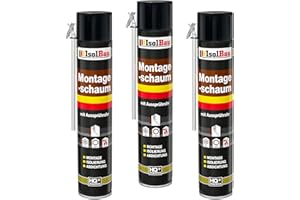 Isolbau B2 Montageschaum Adapterschaum - 3 x 750 ml PU-Bauschaum für Verfüllung, Montage, Isolierung, Abdichtung, Innen & außen
