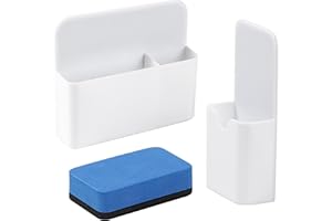 DOBIGER Stifthalter Magnetisch, 2 Stück Magnetischer Stiftehalter mit Whiteboard Schwamm, Magnetisch Marker Halter Pen Container Heim Büro Lieferungen für Kühlschrank Whiteboard Schließfach(Weiß)