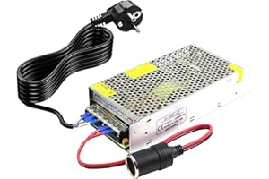 BYZESTY Adaptateur d'alimentation de voiture, convertisseur de tension 220 V à 12 V 20 A 240 W, adaptateur secteur, allume-cigare, adaptateur avec prise allume-cigare pour glacière, aspirateur de voiture