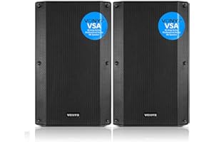 Vonyx VSA15 Active PA Speaker Set - Pair of 15" Bi-Amplified 2000W Powered DJ Speakers with Guitar, Line, Mic Inputs & EQ Control, Ideal for Events, Performances & Venues