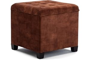‎HNNHOME HNNHOME Sitzhocker mit Stauraum, Sitzwürfel mit Deckel, Sitztruhe, Fußbank Truhen Aufbewahrungsbox, Wolken Samt, Massivholz, 47 L, 45 x 45 x 43 cm (Braun, Wolken-Samt)