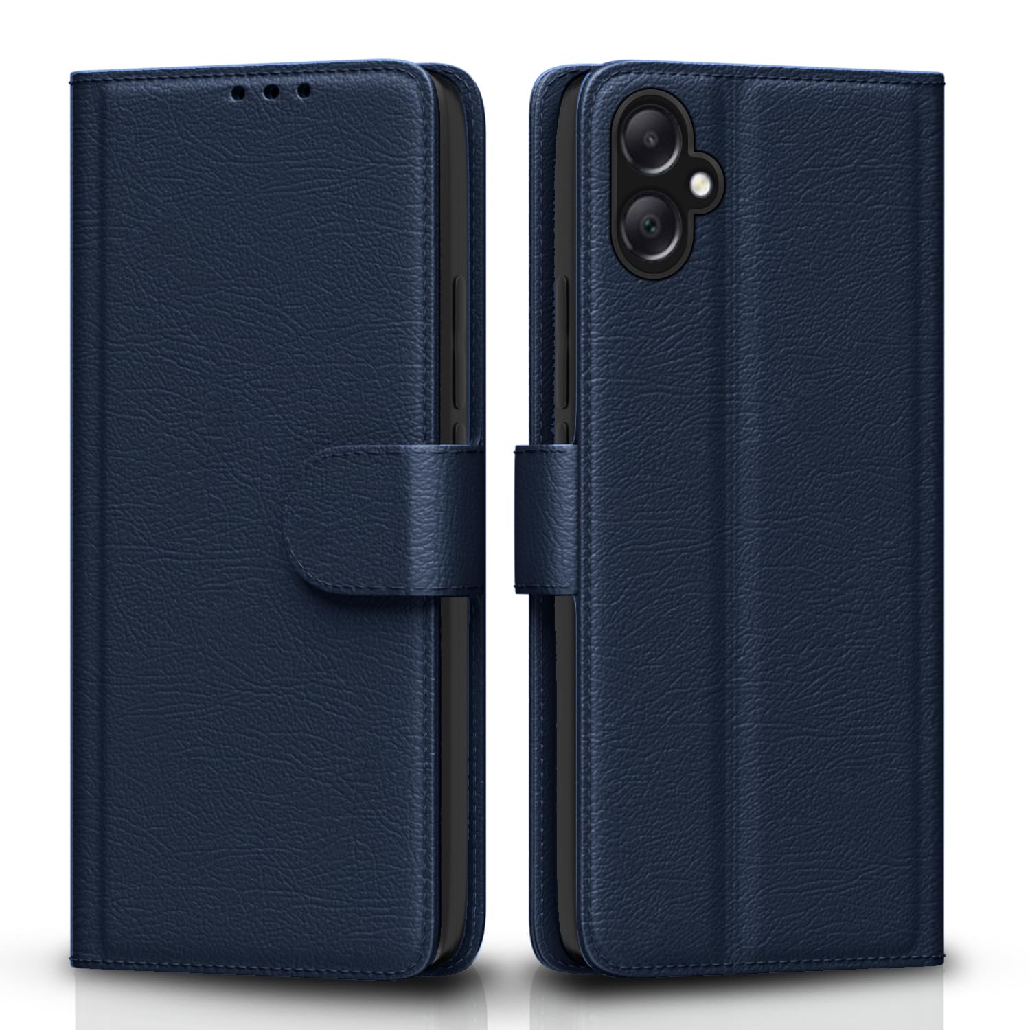 Pikkme Flip Cover Leather Finish | Inside TPU with Card Pockets | Wallet Stand and Shock Proof | Complete Protection Flip Case for Samsung Galaxy A05 / M05 / F05 (Blue)