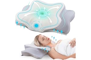 DONAMA Cervical Pillow for Neck and Shoulder, Contour Memory Foam Pillow, Ergonomic Neck Support Pillow for Side Back Stomach Sleepers with Pillowcase