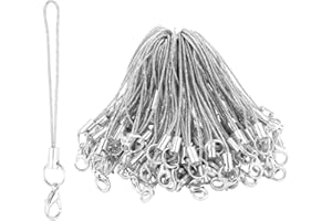VYZUTR 50 Stücke Einfache Silber Handy Lanyard Strap für Schlüssel Schlüsselanhänger,Handyanhänger Schlaufen mit Karabiner,Telefonring Strap Handy Charm Cord zum Pendents USB Schüsselanhänger