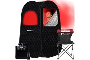 Improved 2.0 ThermoLab ® 2026 Steam Sauna for Home Use – 2.6L Steamer & 1000W Heater with Chair & Infrared LED – Detox, Relaxation & Stress Relief – Upgraded 2025 Pop-Up Tent with Remote Control