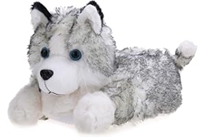 Onmygogo Pantoufles Fantaisie pour Femme Hommes en Forme chien Husky, Chaussons d'hiver en Peluche Adulte