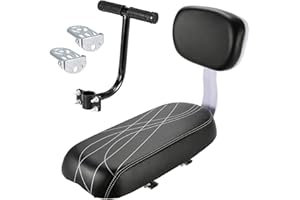 PROMINY Ensemble De Repose-Pieds pour Accoudoir De Coussin De Siège Arrière De Vélo, Enfants VTT Vélo PU Cuir Coussin Souple Ensemble D'accessoires De Siège De Porte-Bagages Arrière Noir Pur