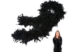 POPOYU Purple Feather Boas Thick Fancy Dress for Women Girls, 80g 2m/6.6ft Natural Turkey Feather Boa, Party Fluffy Feather Scarffor Bulk for Adult Kids, Wedding Bachelor Halloween Christmas Party