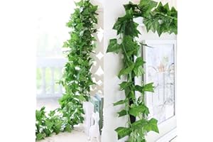 DERUXAN 2pcs Artificial Ivy Garland Fake Ivy Garland Decorations Ivy leaves UV Resistant Fake Vine Green Leaves Fake Plants Vine Hanging Plant DIY Decoration for Wedding, Party, Garden, Wall,Home