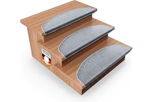 Floordirekt 15 x tappetini per gradini Interni per Scale, Tappeto per Scale, Tappeto Autoadesivo, per gradini, Protezione Scale, Tappeto per gradini (Londra, Grigio Chiaro, 65 x 23 cm, semicircolare)