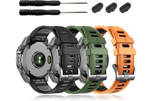 EZMVZKU 26mm Silicone Cinturino per Garmin Fenix 7X Pro/Fenix 6X Pro/Fenix 5X Plus/Fenix 3 HR, QuickFit Sportivo Cinturino di ricambio per Tactix 7 Pro/Enduro 2/Descent Mk2i Uomini Donne