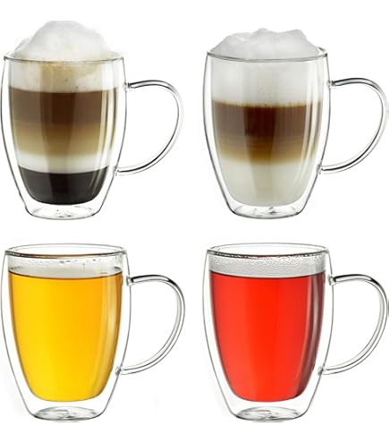 Verre Isotherme Cœur Set 4 Tasses Espresso Double Paroi ElbFuchs - Verres Transparents Avec Cœur Tasse Expresso Double Paroi - 10