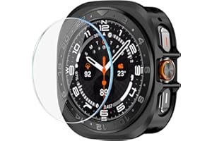 Amizee Numeric Metal Case for Samsung Galaxy Watch Ultra/Ultra 2 Screen Protector 47mm, Rugged Back Cover Ultra Thin Bumper Frame Protective Cover for Galaxy Watch 7/8 Ultra, Numeric Black