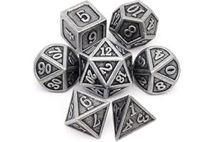 Haxtec Antique Iron Metal DND Dice Set D&D Metall Würfel Polyhedral Dice W/PU Leather Dice Bag for Dungeons and Dragons Gift TTRPG