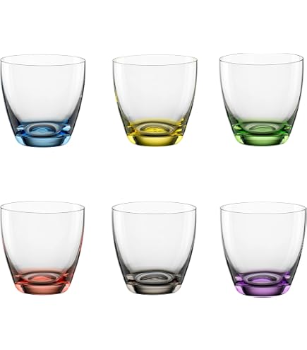 6 Verres Hanseküche 300ml - Colorés, Verre Épais, Lavables Lave-Vaisselle - Pour Jus, Eau, Cocktails