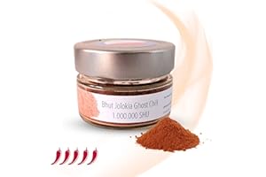 ‎GEROPP GOURMET GEROPP-GOURMET Bhut Jolokia Ghost Chili Pulver 40g | 2007 Schärfster Chili der Welt: ca. 1,0 Mio. Scoville | Wiederverschließbares Glas | Gewürz für Grillen, Kochen | Feurig-scharf | Geschenkidee
