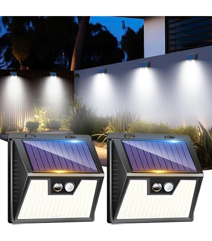 Lampada Solare Esterna GEARLITE Con Sensore Di Movimento – 2 Pezzi, 120 LED, 3000 Lm, 3 Modalità, IP65, Angolo 270°, Per Giardino E Sicurezza