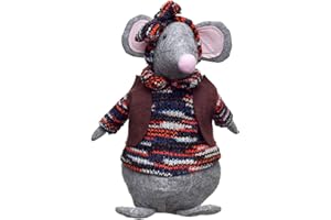 DECO HEITMANN Heitmann Deco Türstopper - Maus - Tier - Fensterstopper aus Stoff - Deko - Wohnzimmer - Grau,Rot - ca. 25 cm