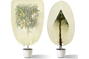 ZEPPHI Lot de 2 Voile Hivernage Plante Exterieur, Voile d'hivernage avec Cordon de Serrage et Zipper, Housse Hivernage Plante Réutilisabl, Housses de Protection pour Divers Types d'Arbres (80 * 100 cm)