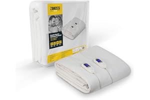 Zanussi Electric Blanket, Heated Double Fitted Underblanket, 9 Heat Settings, Low Energy & Energy Efficient, Machine Washable, Overheat Protection, 135 X 190 cm, 60W, White ZEDB7002, 2 Year Guarantee